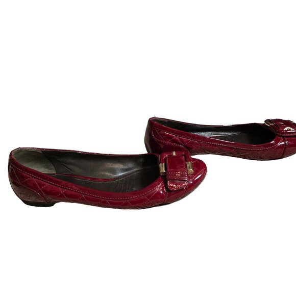 Burberry Red Leather Quilted Flat Size 38 or 7.5 US Good Used Condition - Picture 4 of 8